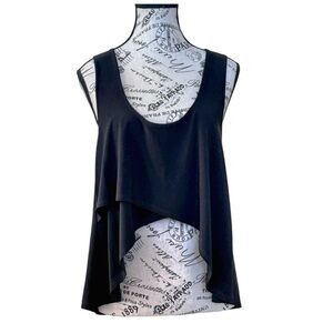 Vecceli Italy Women’s Elegant Asymmetrical Tank Top. Black. Size 8